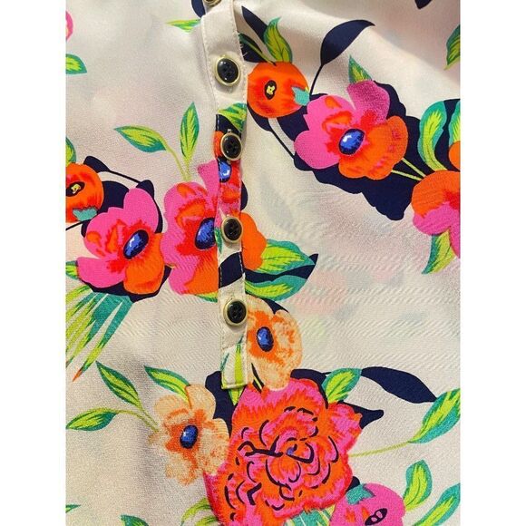Yumi Kim Women’s Peonies Bloom Floral Pink Orange Blouse Top Medium - Picture 5 of 6